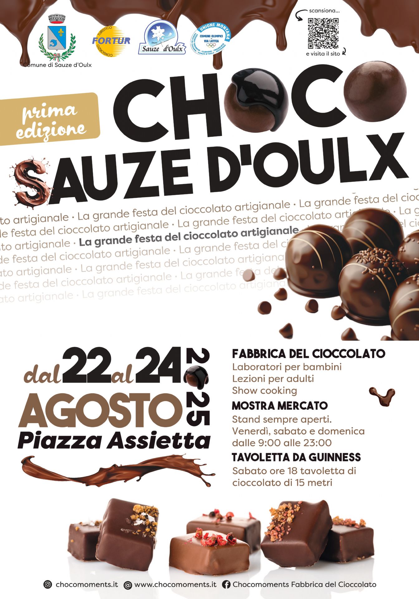 Locandina dell'evento a tema cioccolato che si terrà dal 22 al 24 agosto